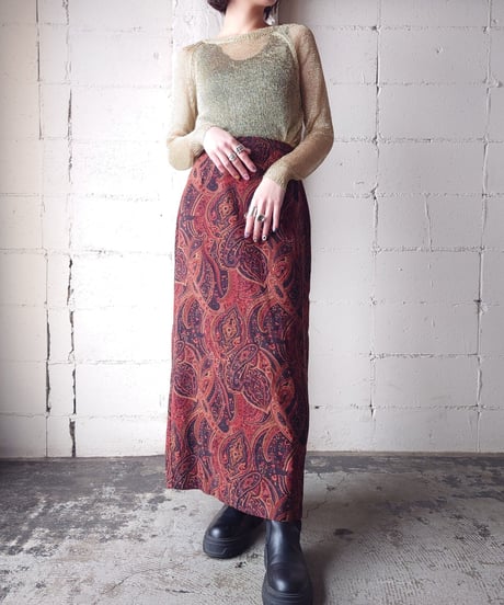 Paisley Pattern Tight Skirt BKBR