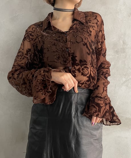Botanical Pattern Opal Velour Blouse BR