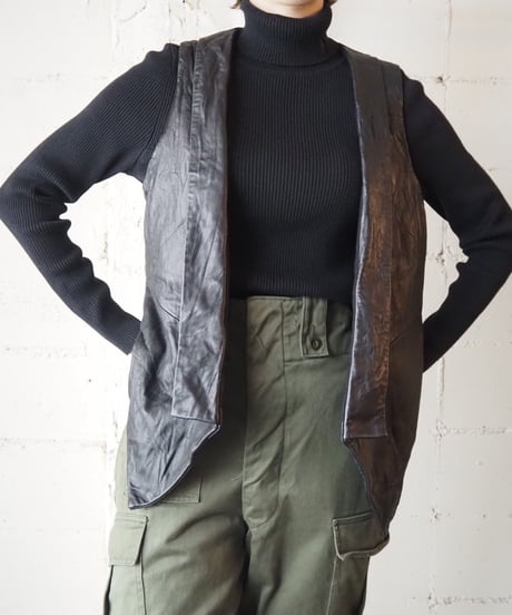 Shawl Collar Leather Vest BK
