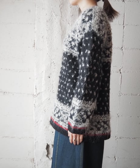 Nordic Pattern Mohair Mix Knit GRBK