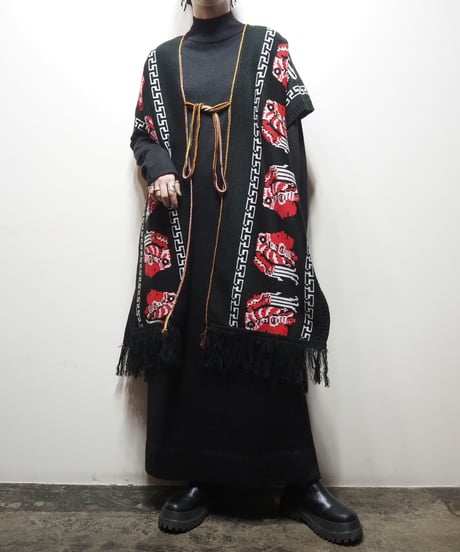 Knit stole Jacket BK
