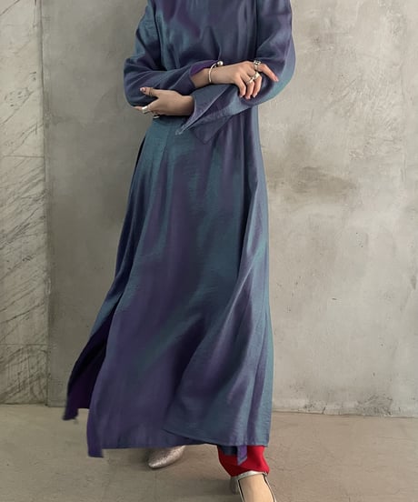 Aurora Color  Hem Slit Design Dress PUR
