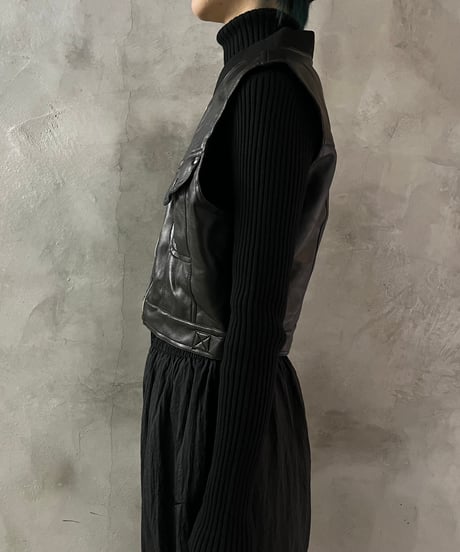 Fake Leather Short Vest BK