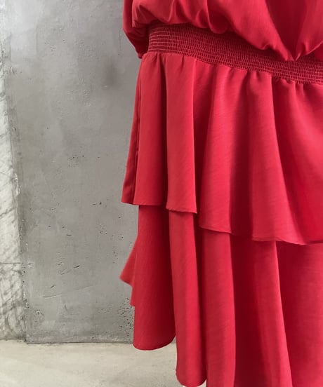 Tiered Frill Design V Neck Dress