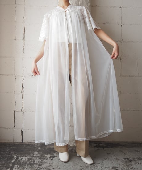 Flared Lace Sleeve Sheer Robe WH