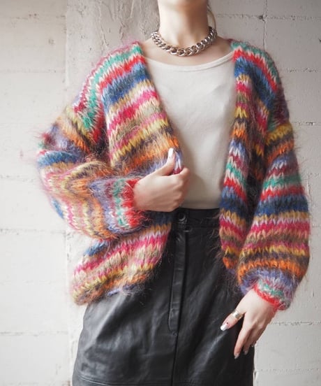 Les tricots d'O Multicolor Mohair Cardigan RE BL OR