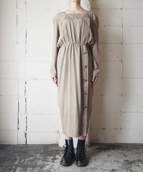 Side Button Square Neck Dress BE