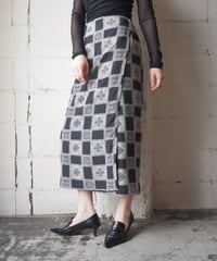 Geometric Pattern Wrap Skirt BKWH
