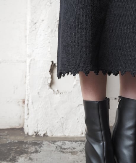 Crochet×Knit Half Sleeve Dress BK