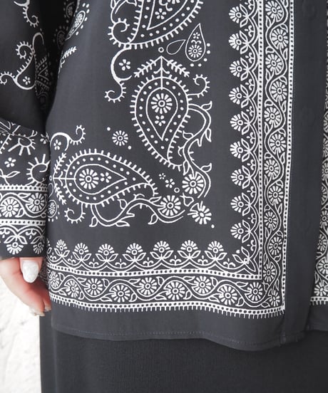 DKNY Paisley Pattern Silk Shirt BKWH