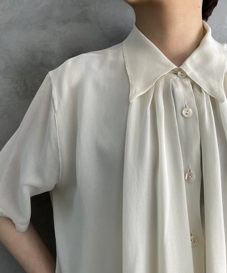 Drape Collar Silk Blouse IV