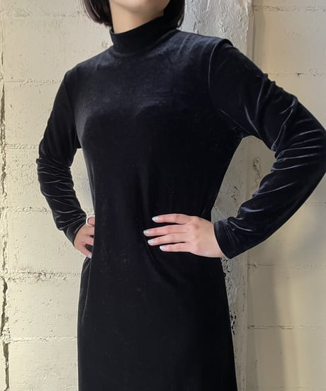 Mock Neck Veour Dress BK