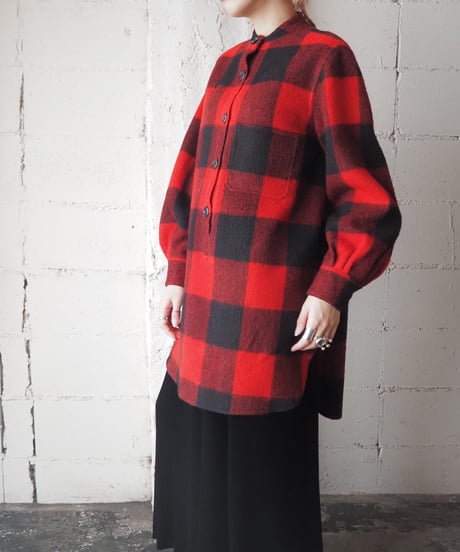 Check Pattern Wool Grandpa Shirt REBK