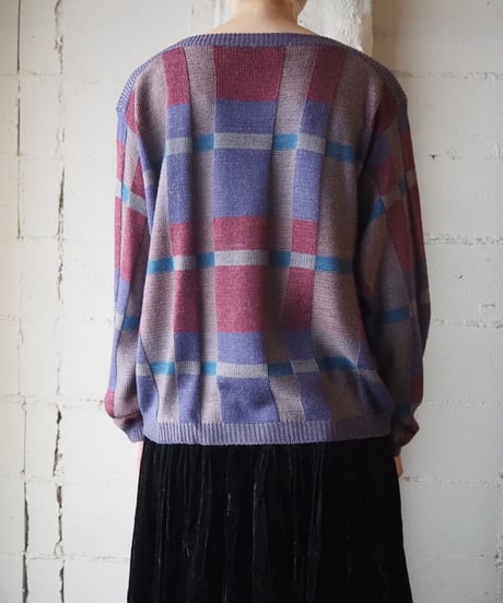 Panel Pattern Boat Neck Knit PUR