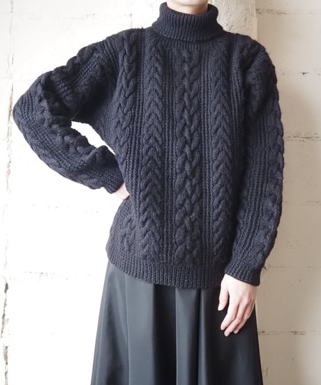 Turtle Neck Fisherman Knit BK