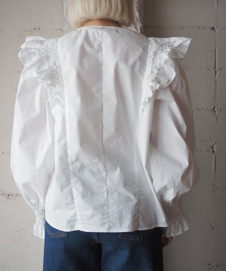 sea NEW YORK Gather Frilled Cotton Blouse WH