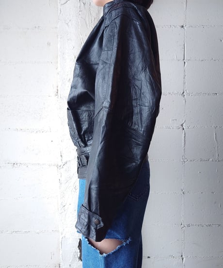 Dolman Sleeve Leather Riders Jacket BK