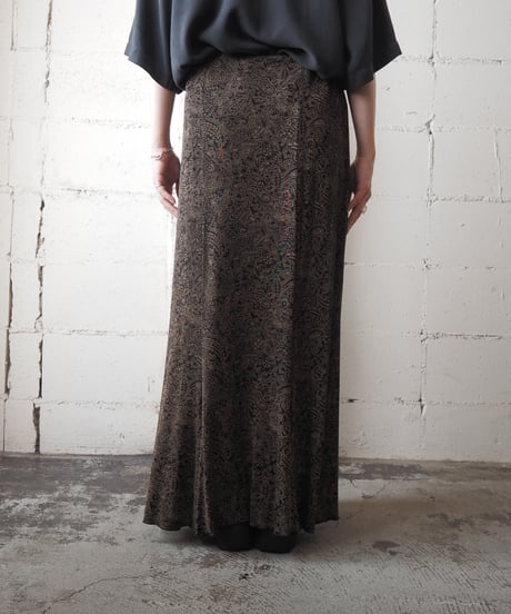 Paisley Pattern Easy Long Skirt BK BE