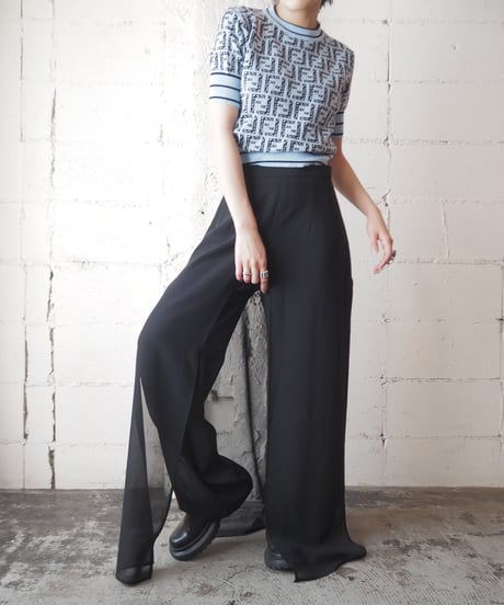 Sheer Layered Wide Pants BK