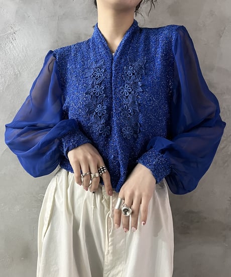 Sheer×Lace Mix Design Blouse BL