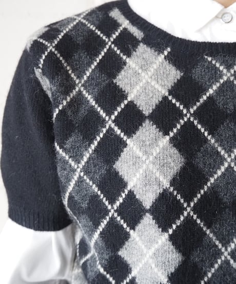 LAUREN Check S/S Knit BKGR