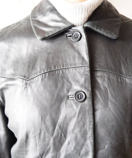 Button Leather Jacket BK