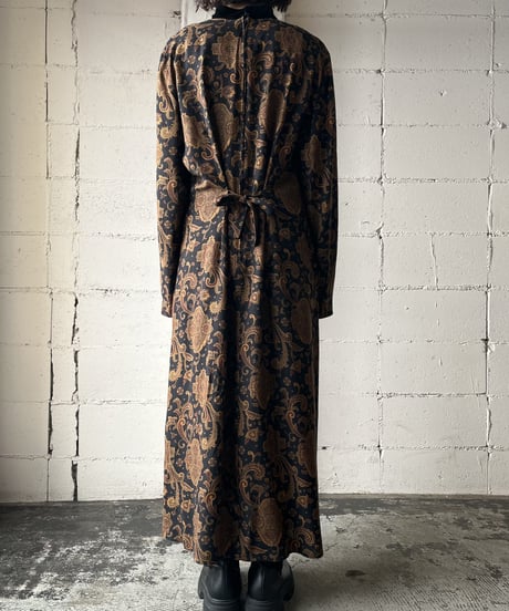 Velour Collar Paisley Pattern Dress BKBR