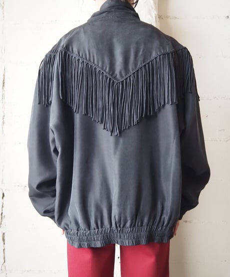 Stand Collar Fringe Silk Jacket