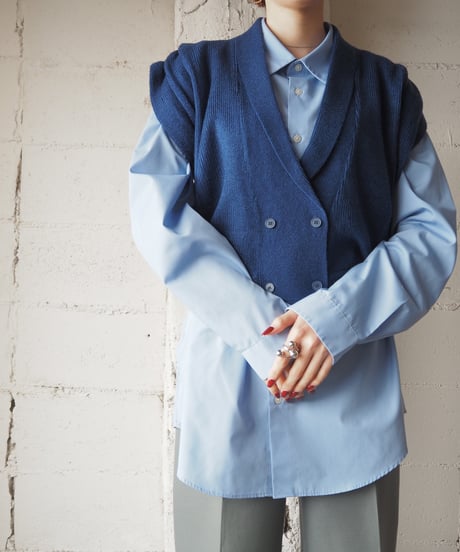 Double Button Vneck Knit Vest    BL