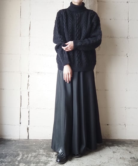 Turtle Neck Fisherman Knit BK