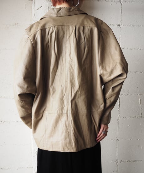 Open Collar Leather Jacket BE