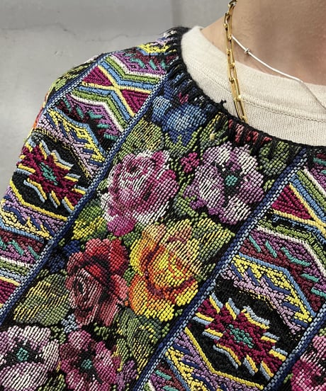 Flower Pattern Gobelin Fringe Collar BK