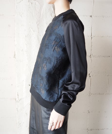 KENZO Satin Sleeve Embroidery Tops DBLBK