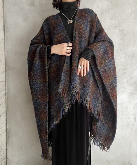 Check Pattern Long Shawl BLBUR