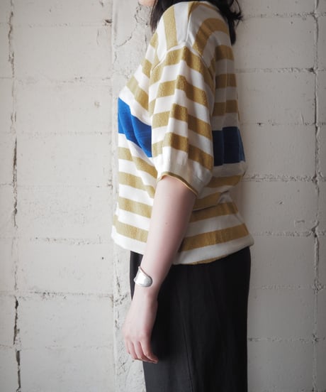 Christian Dior MONSIEUR Stripe Short Sleeve Knit YE WH BL