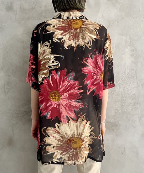 See Through Flower Paint Design Shirt BKPI