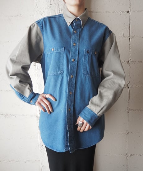 carhaat Denim×Cotton Twill B.D. Shirt BLBE