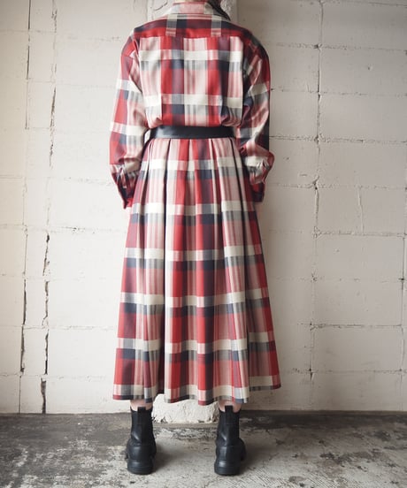 Open Collar Check Shirt Dress RE