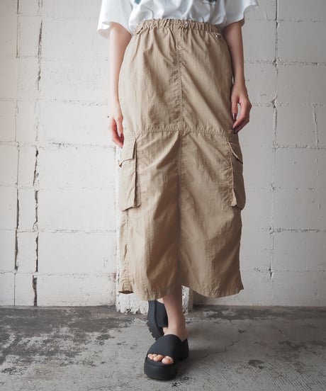Drawstring Design Nylon Skirt BE