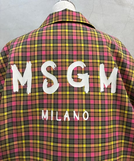 MSGM S/S Back Logo Check Shirt