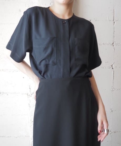 Collarless Rayon Shirt BK
