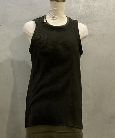 sacai Zip Design Chiffon Pleated Layered Tank KA
