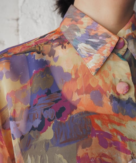 Drawing Pattern S/S Sheer Shirt  OR YE