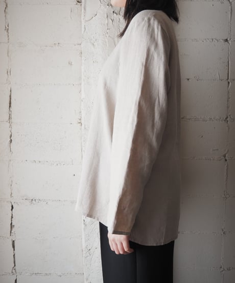 FLAX Collarless Linen Shirt Jacket BE