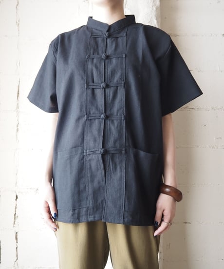Short Sleeve China Shirt Jacket BK