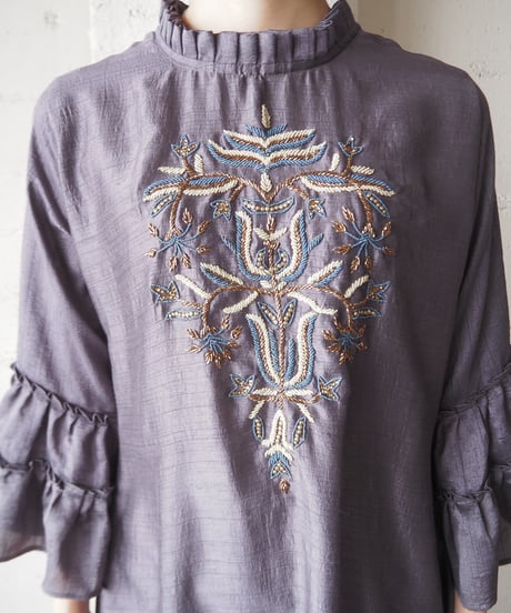 Beads Embroidery Tiered Sleeve Dress GRPUR