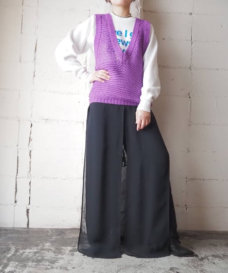 Sheer Layered Design Pants BK