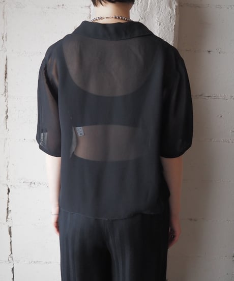 Open Collar Sheer Shirt BK