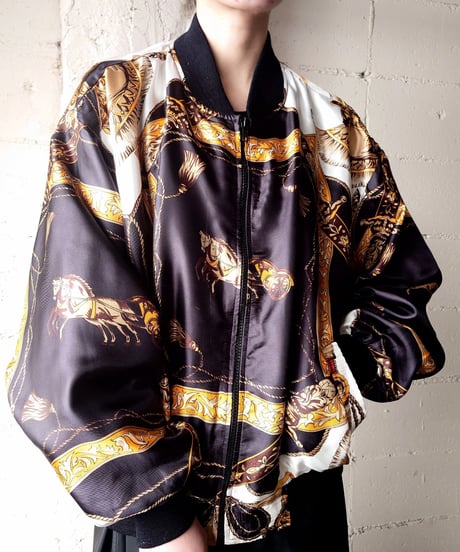 Pattern Zip Up Blouson BKIV