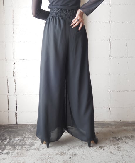 West Gather Sheer Wide Pants BK